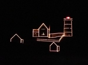 Lighting of the Nubble Cape Neddick Lighthouse (Nubble Light) at Sohier Park in York, ME